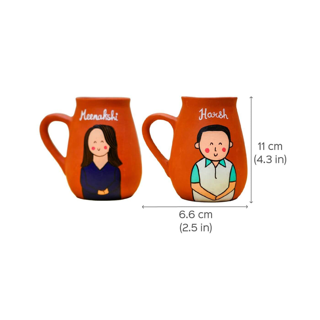 Personalized Terracotta Mug Rakhi Set With Caricature - Dimension Chart for Mugs