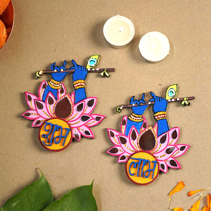 2 Pc | Handmade Krishna Shubh Labh Hanging