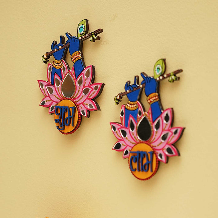 2 Pc | Handmade Krishna Shubh Labh Hanging