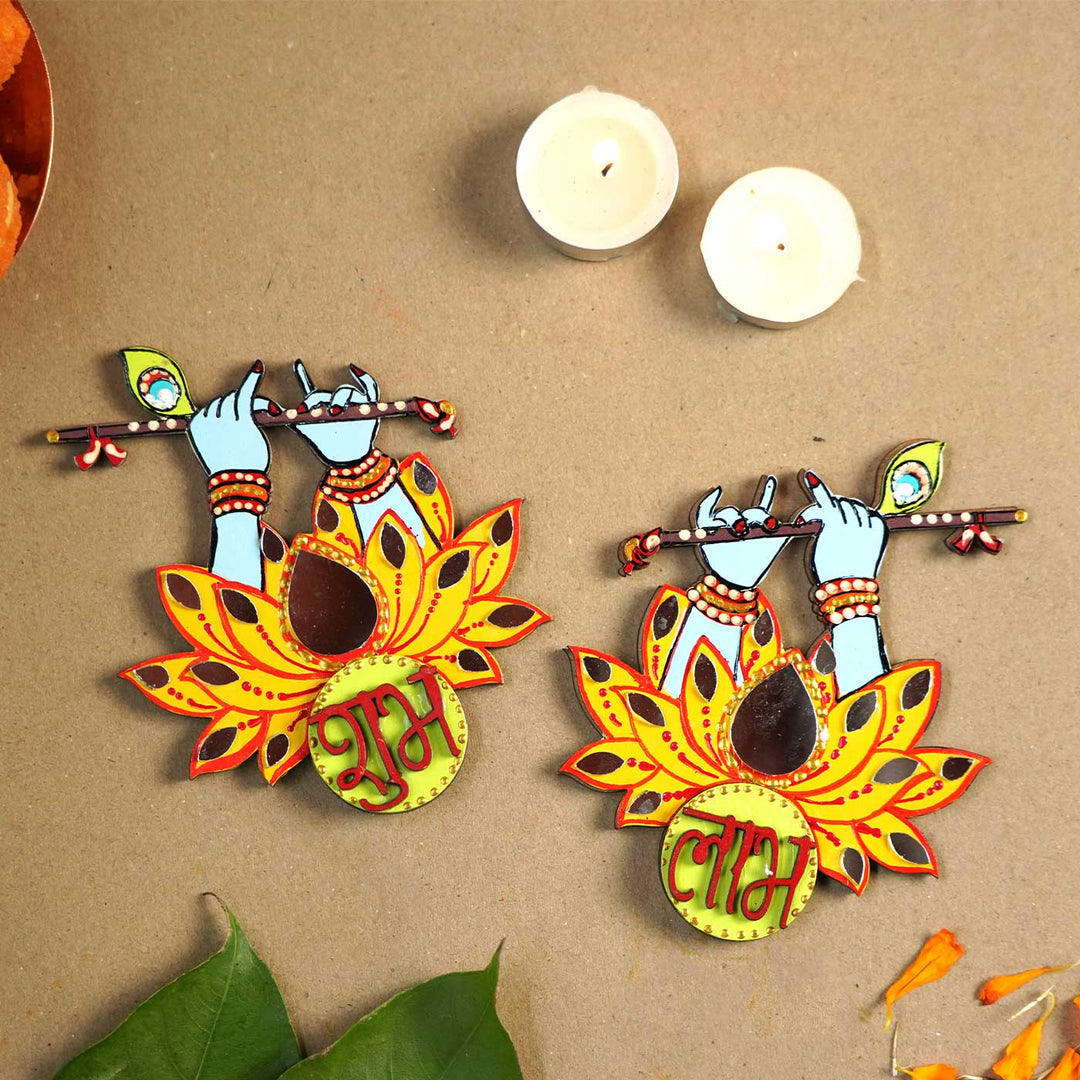 2 Pc | Handmade Krishna Shubh Labh Hanging