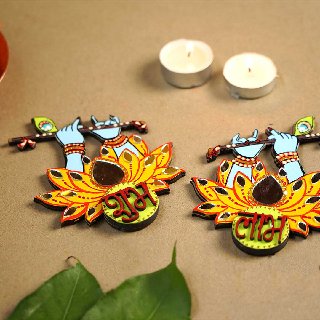 2 Pc | Handmade Krishna Shubh Labh Hanging