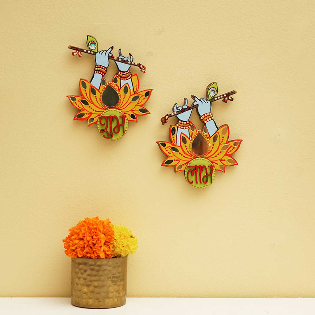 2 Pc | Handmade Krishna Shubh Labh Hanging