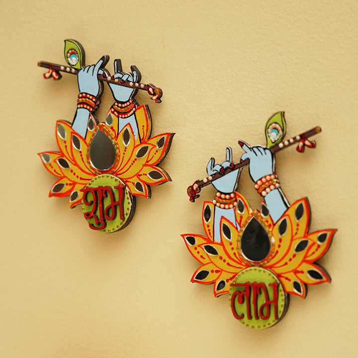 2 Pc | Handmade Krishna Shubh Labh Hanging