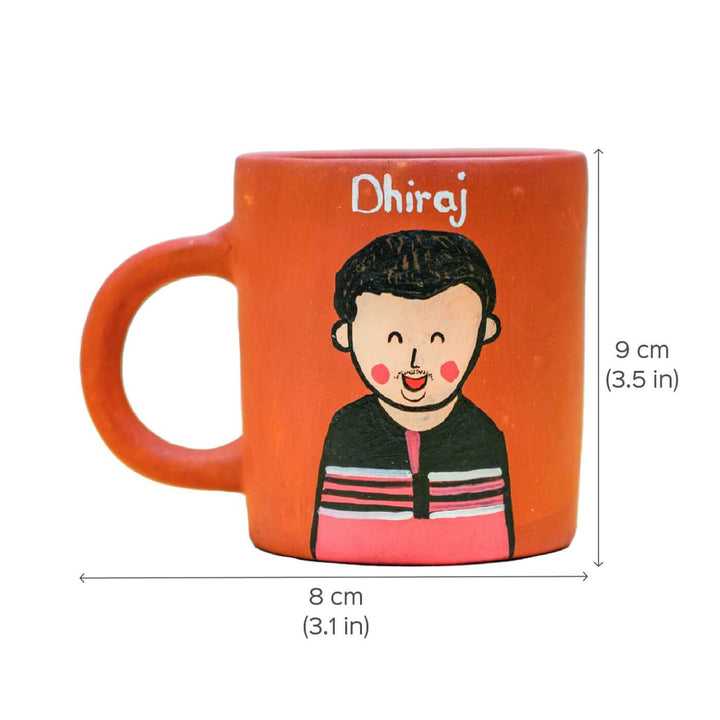 Handpainted Personalised Terracotta Mug with Caricatures