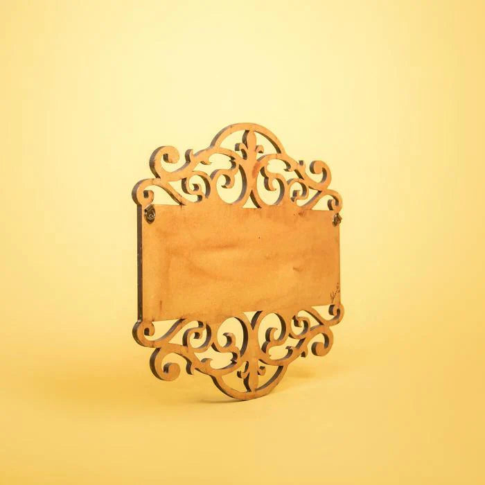 Rectangle Hand Painted Madhubani Art Name Plate For Ias And Ips - Side View Showing Depth