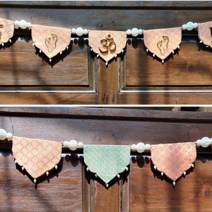 43 In | Handmade Reversible Pink And Green Brocade Toran