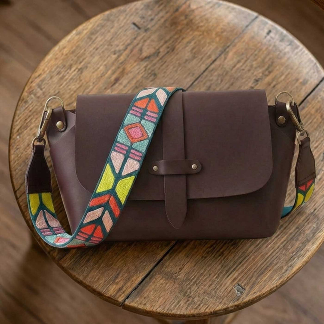Handmade Solid Color Faux Leather Sling Bag With Changeable Strap