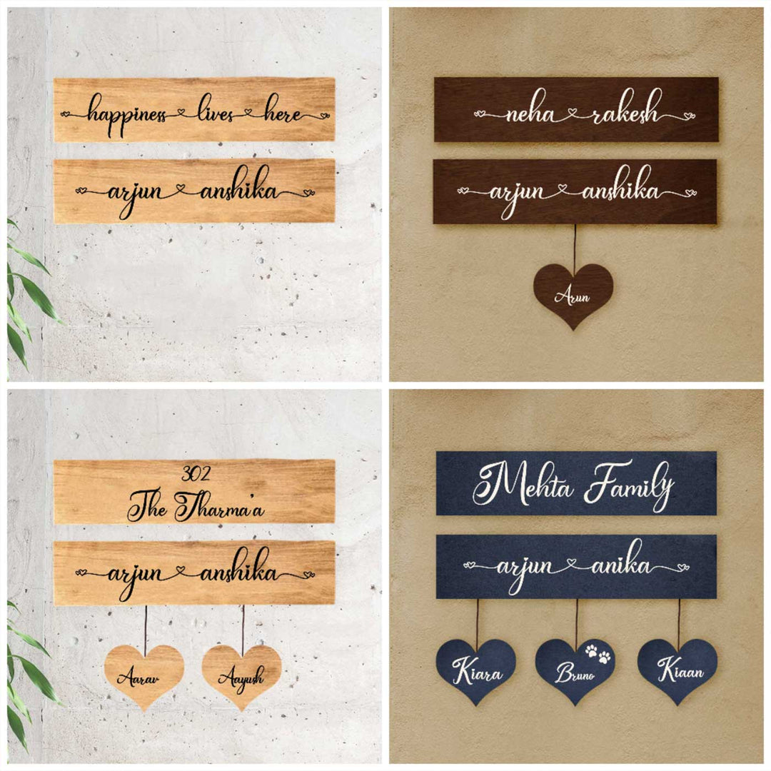 Minimalist 3D Name Plate For Couples 1 - Multiple Mounted Name Plate Variations