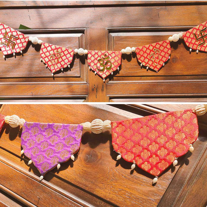 43 In | Handmade Reversible Red And Purple Brocade Toran