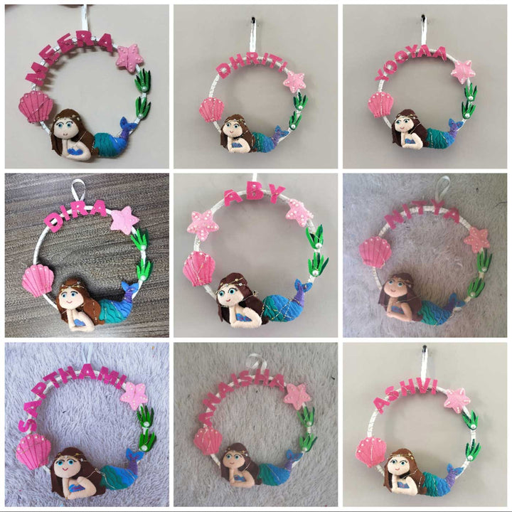 Personalized Kids Theme Felt Hoop Name Plate 3 - Name Personalization Examples Displayed