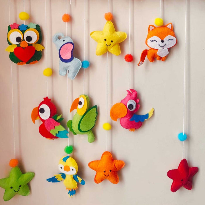 Personalized Rainbow & Jungle Theme Felt Kids Name Plate For Siblings