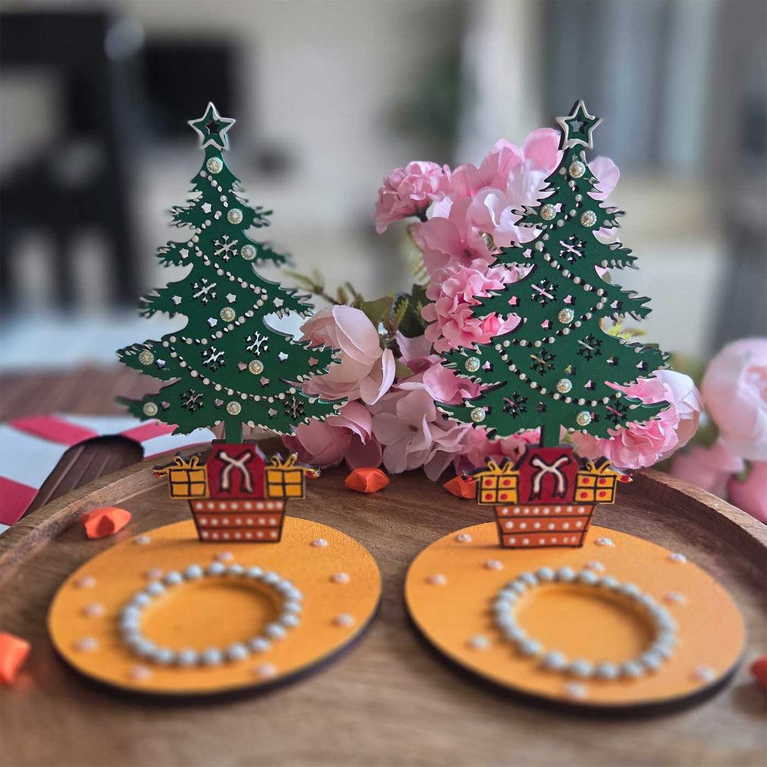 Handmade Wooden Christmas Tree Tealight Holder