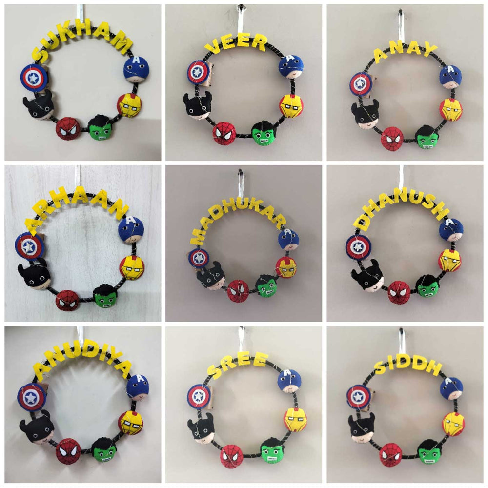 Personalized Kids Theme Felt Hoop Name Plate 1 - Name Personalization Example Multiple Views