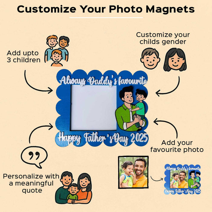 Photo Personalized Polaroid Theme MDF Wood Fridge Magnet For Fathers