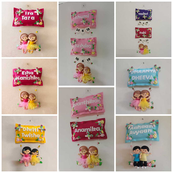 Hand Stitched Felt Hanging For Girls - Wall Hanging Personalized Name Display
