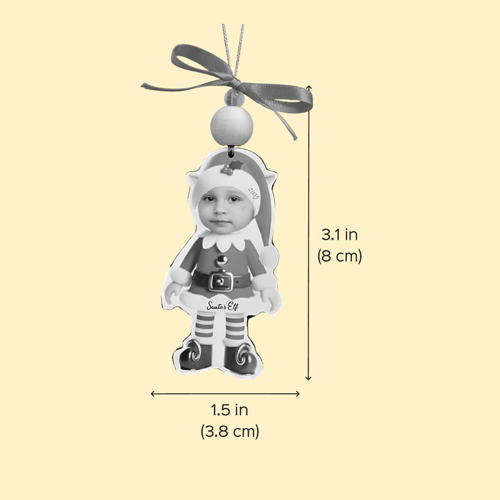 Photo Personalized Santa's Little Elf MDF Wood Ornament For Tree Decoration