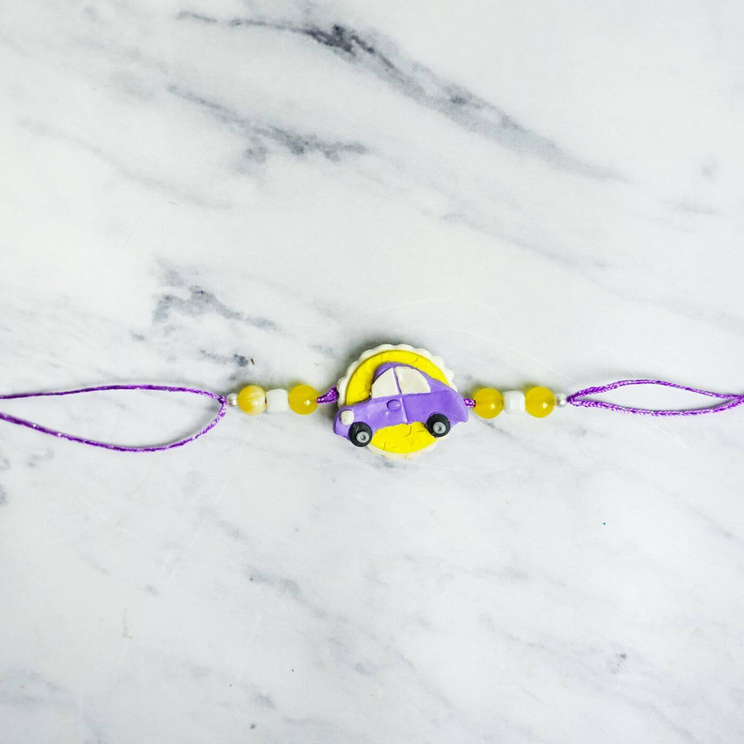 Handmade Porcelain Clay Themed Rakhi 5 - Flat Lay Front View (8)