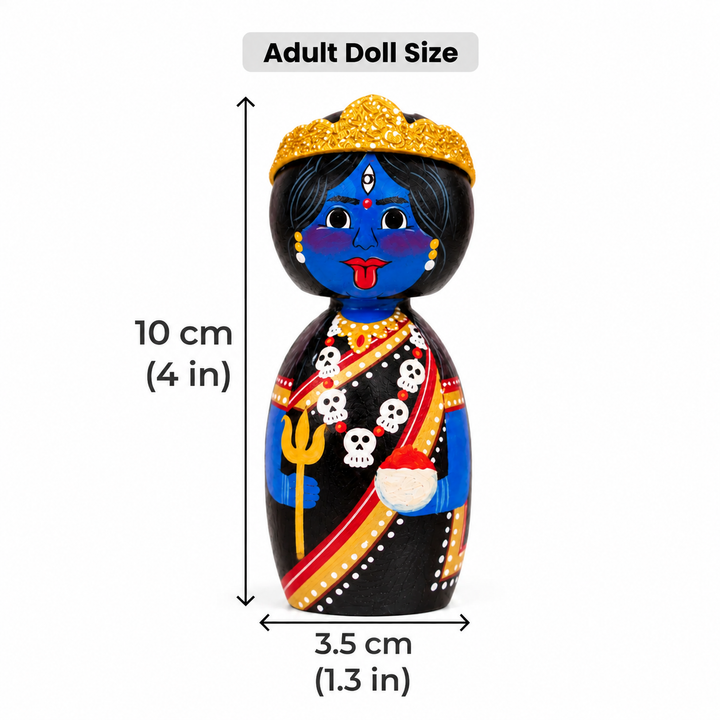 "Goddess Kaali" Themed Wooden Doll For Golu/Festive Decor