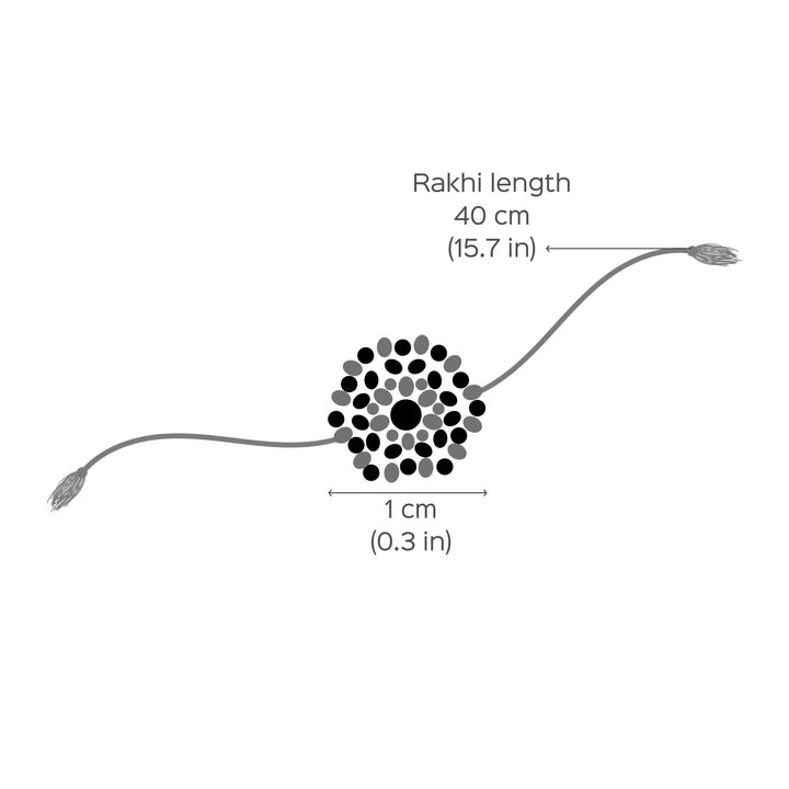 Handcrafted Glass Beads Chaand Rakhi 2 - Dimension Chart with Rakhi Measurements