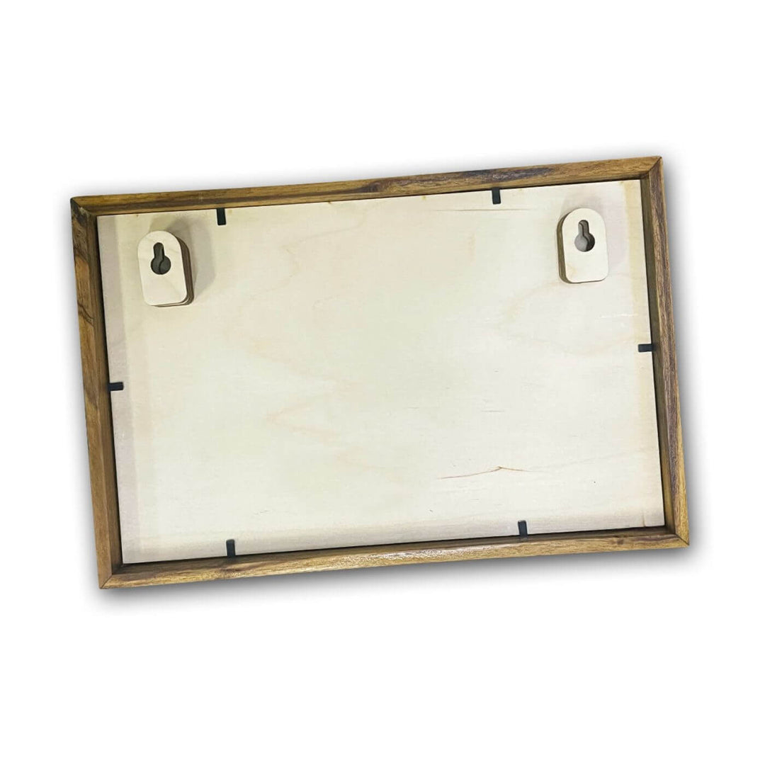 Wooden Personalized Framed Name Plate For Ias - Back View with Wall Mounts