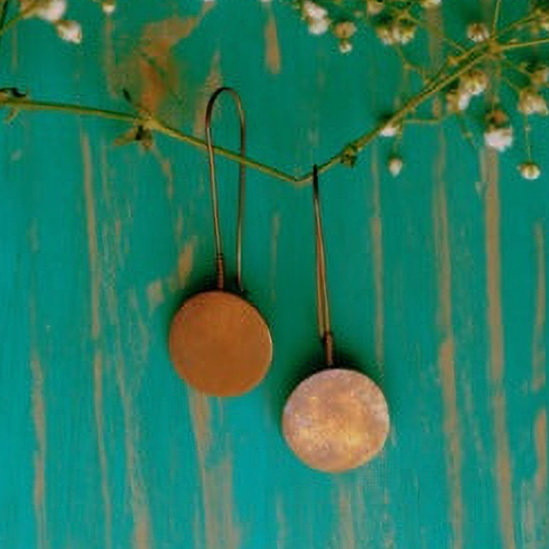 Contemporary Circular Hook Copper Earrings