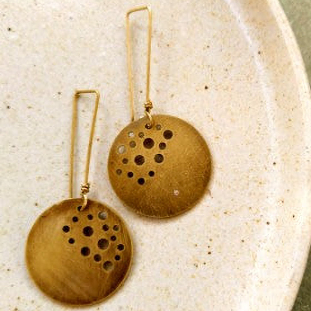 Modern Circular Pattern Brass Earrings