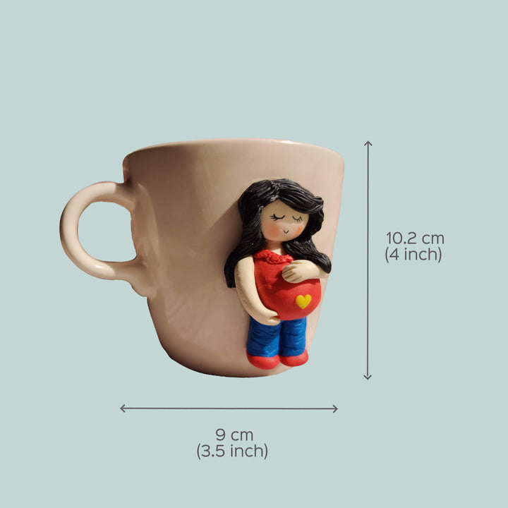 Personalized Handcrafted Mom-To-Be Mug With Clay Caricature