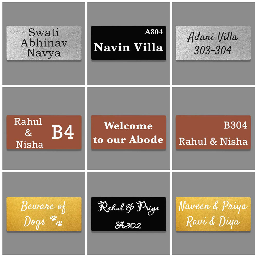Personalized Weatherproof Elegant Rectangle Stainless Steel Name Plate - Name Personalization Example Grid