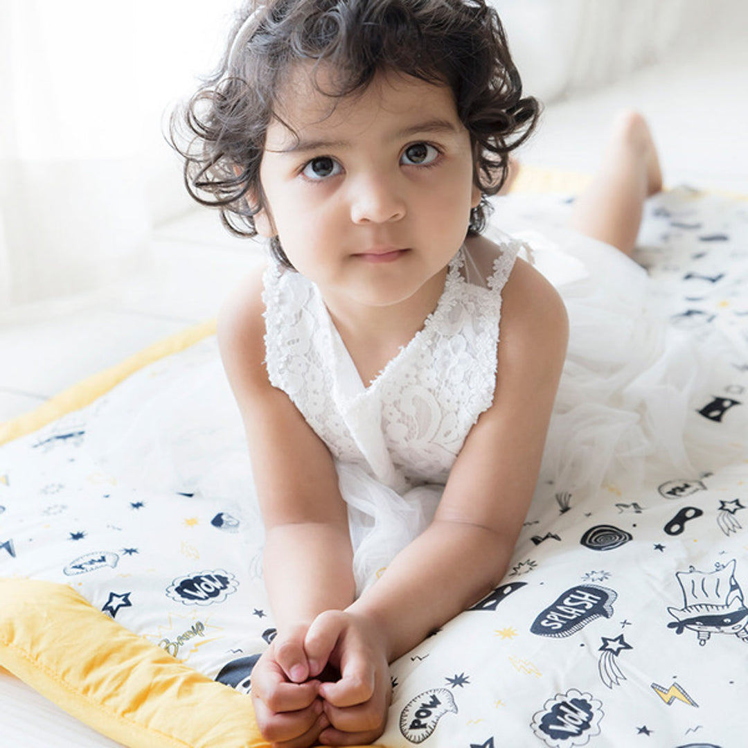 Personalized Superbaby Reversible Organic Cotton Kids Quilt for Newborn | 0-4 Years