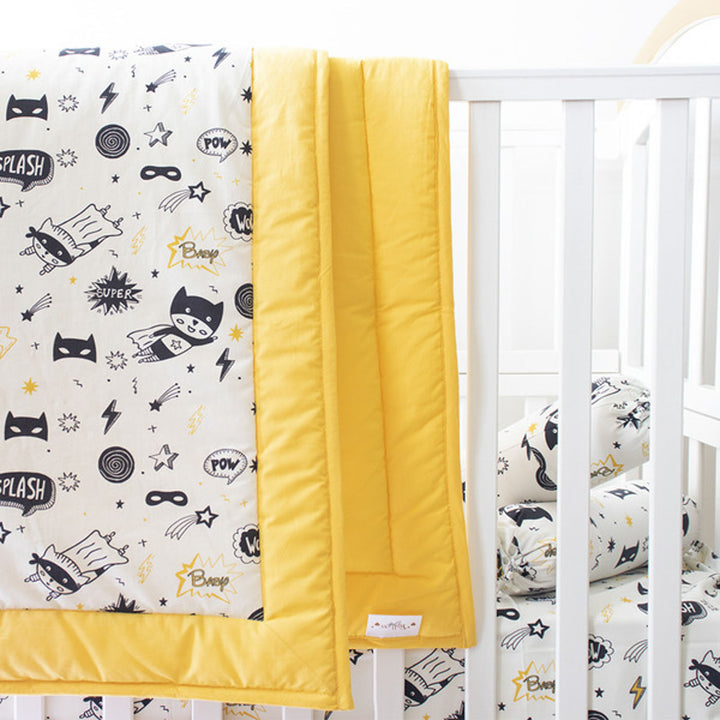 Personalized Superbaby Reversible Organic Cotton Kids Quilt for Newborn | 0-4 Years