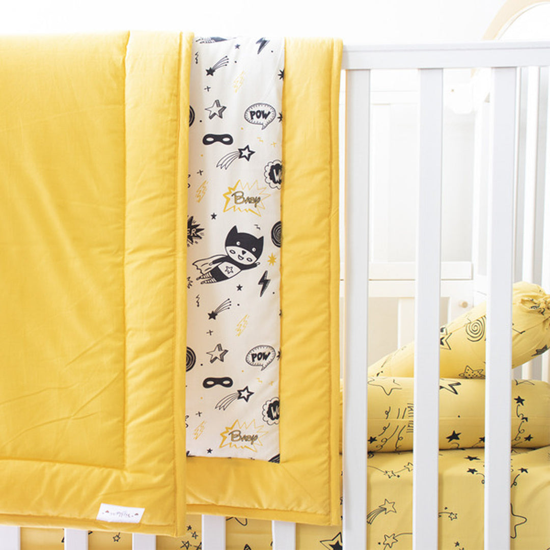 Personalized Superbaby Reversible Organic Cotton Kids Quilt for Newborn | 0-4 Years