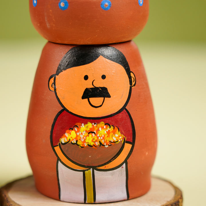 Hand-Painted Phool Wala Theme Terracotta Tealight Holder | Set Of 2