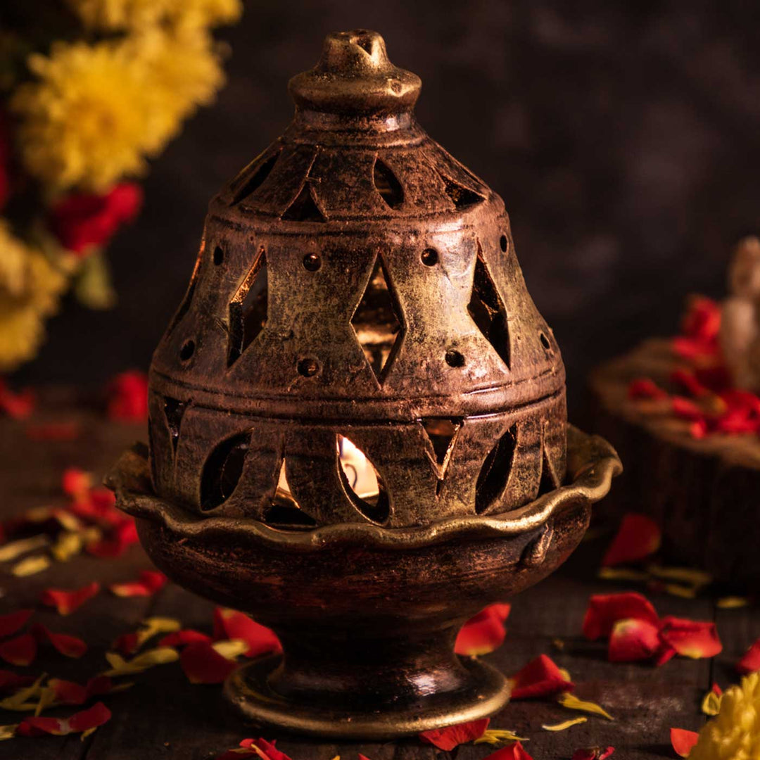 Handmade Festive Terracotta Tealight Holder