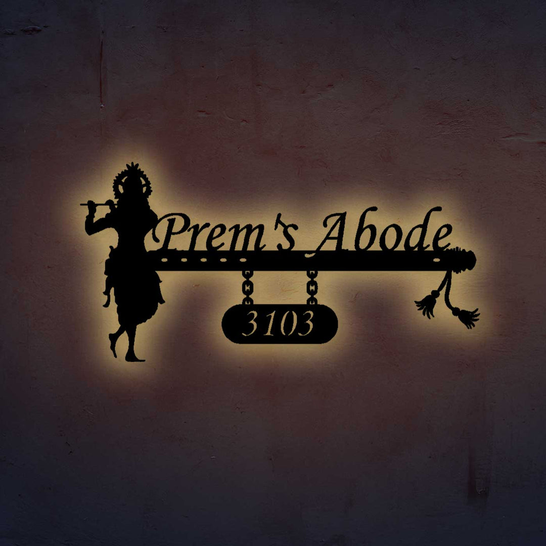 Personalized Krishna Weatherproof Name Plate with House Number