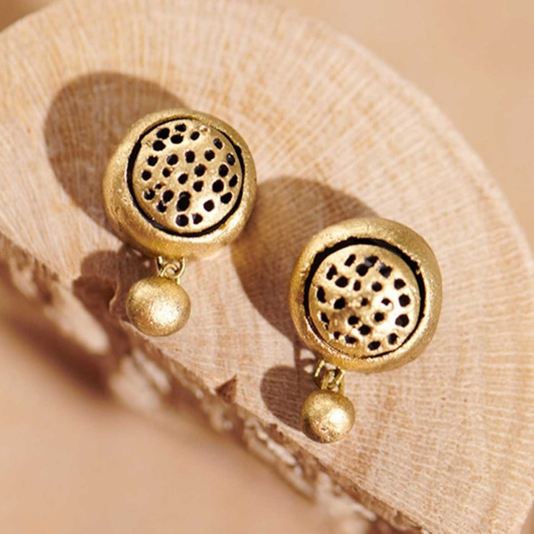 Handmade Classic Mini Round Terracotta Earrings