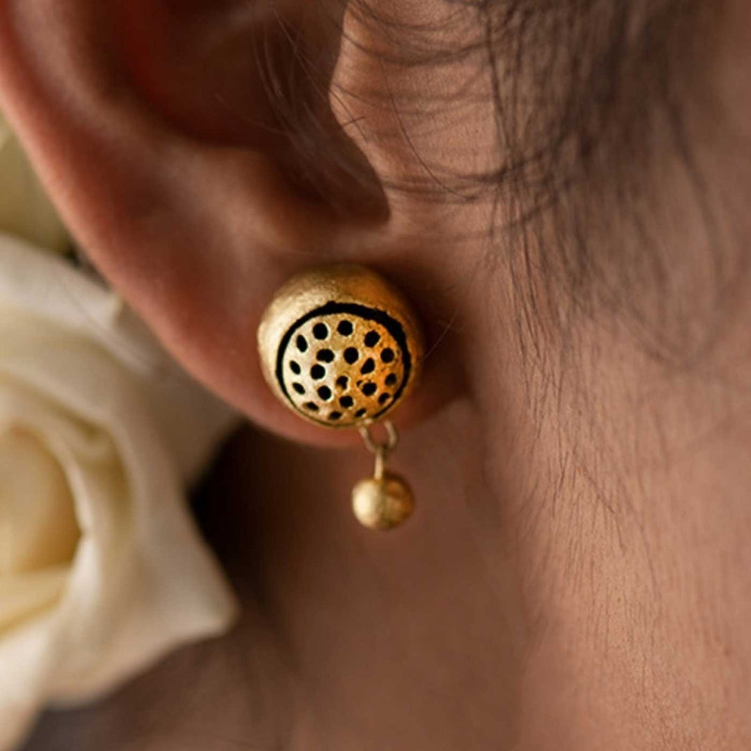 Handmade Classic Mini Round Terracotta Earrings