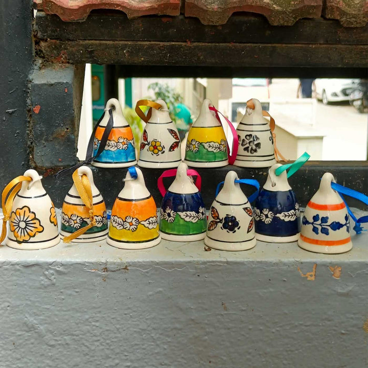 4 Pc  | Handmade Blissful Design Ceramic Bell