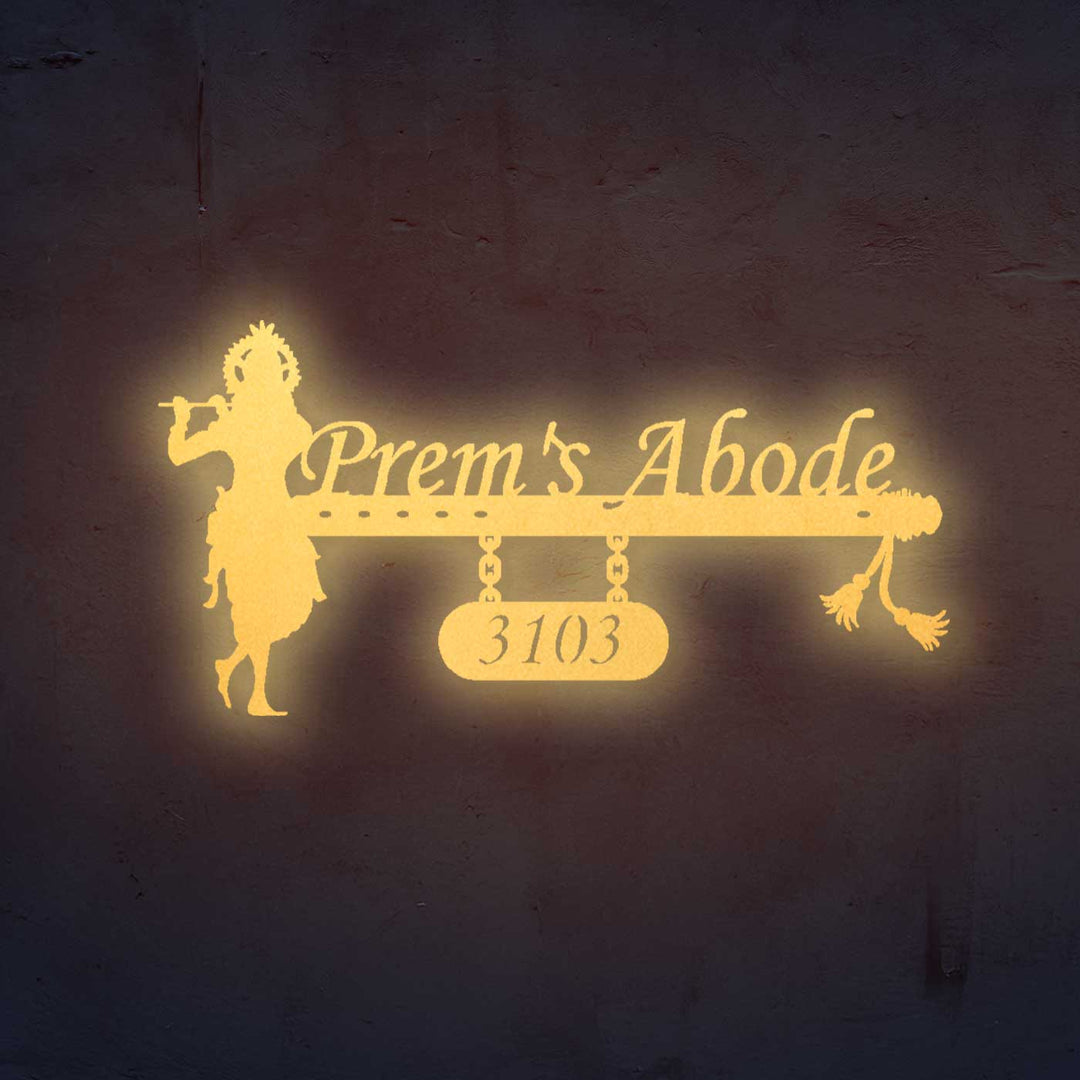 Personalized Krishna Weatherproof Name Plate with House Number