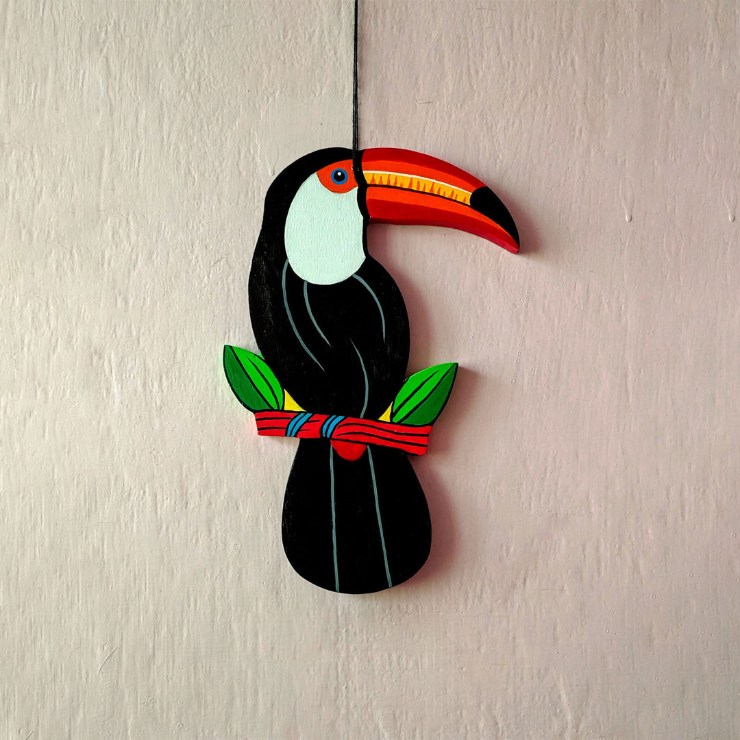 Handpainted Wooden Toco Bird Wall Hanging