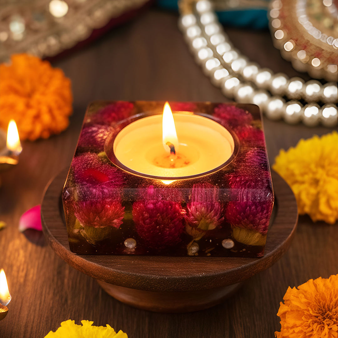 Handmade Decorative Square Resin Tealight Holder