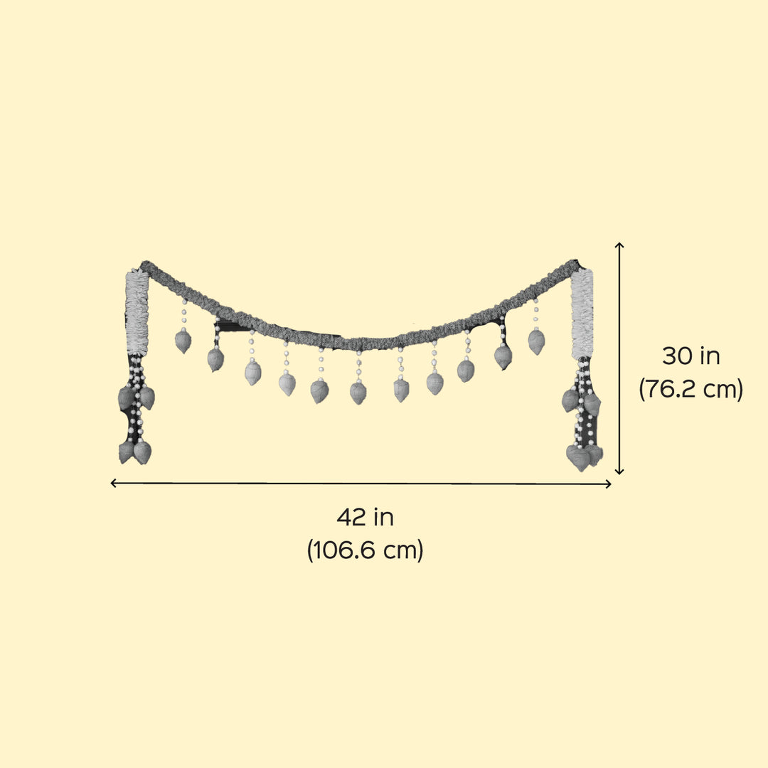 42 In | 3pc Set | Handmade Pink Royale Shola Flower Entrance Decor | Toran + 2 Hangings