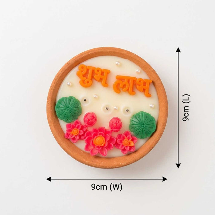 Handmade Shubh Labh Terracotta Urli Soy Wax Candle
