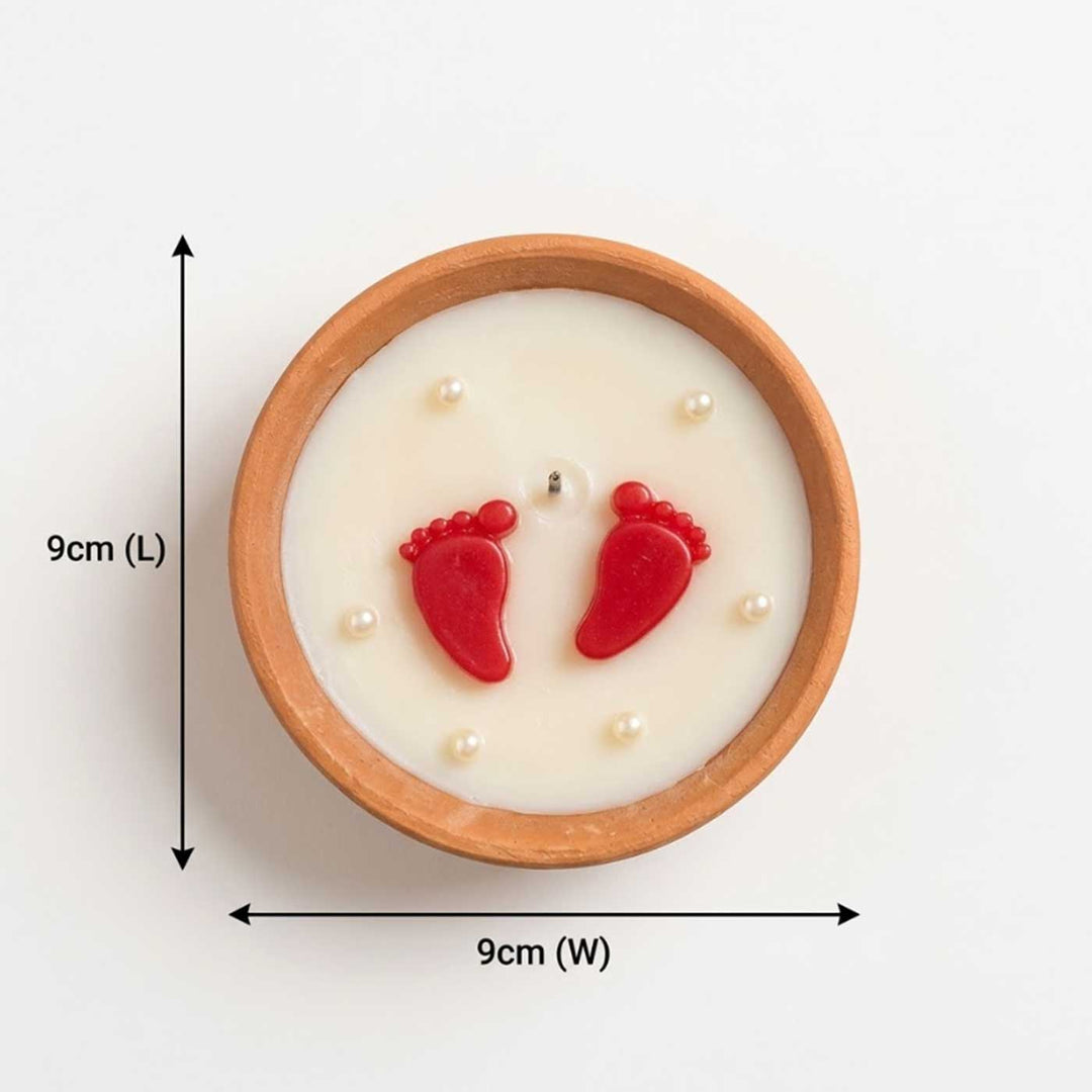 Handmade Laxmi Charan Terracotta Urli Soy Wax Candle