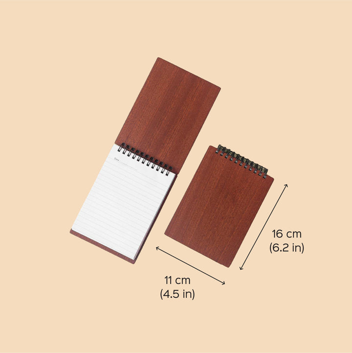 Plain Mahogany Ecofriendly Pocket Size Scribble Pad | Spiral Bound | 50-70 One Side Ruled Pages