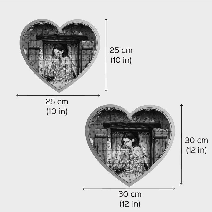 Photo Personalized Modern Blue Heart Shaped MDF Wood Puzzle