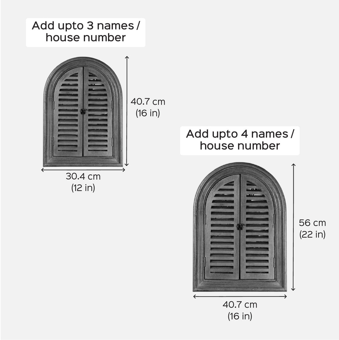 Large Arched Vintage Window Name Plate With Beach Theme Copy - Dimension Chart with Name Limits