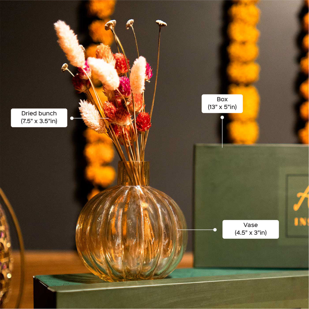 Premium Dried Blossom Delight Glass Gift Hamper | Set Of 2