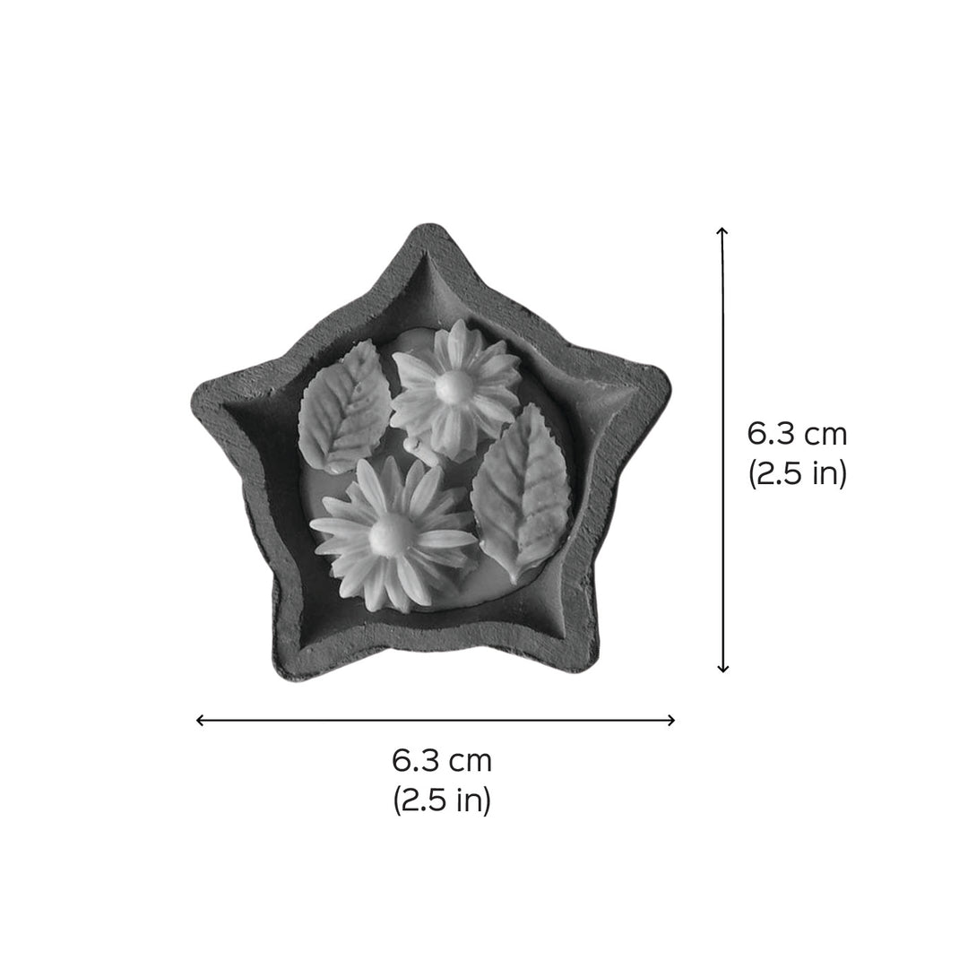 4 pc | Handmade Orange Floral Diya Shaped Terracotta Candle