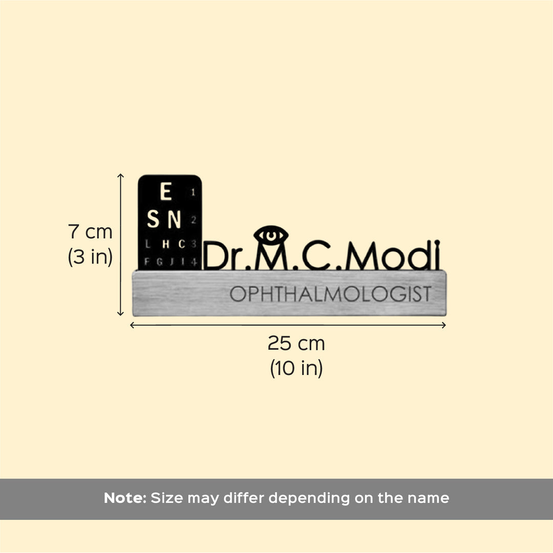 Personalized Minimal Desk Name Plate for Ophthalmologist