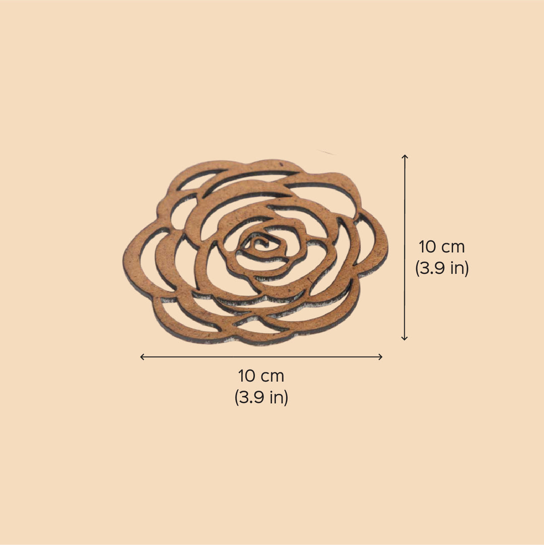 Rose Bloom MDF Laser-Cut Sleek & Elegant Coaster Set | Set of 6